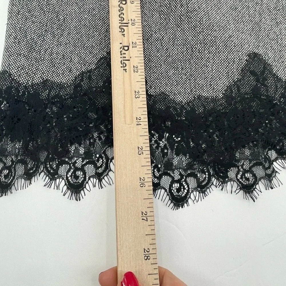 Dialogue Skirt 6 Womens Gray Black Lace Business Casual Classic Zipper Ladies